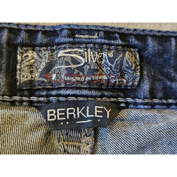 Silver Jeans Co Berkley Womens 31x34 Blue Thick White Stitching Lowrise - Picture 4 of 14